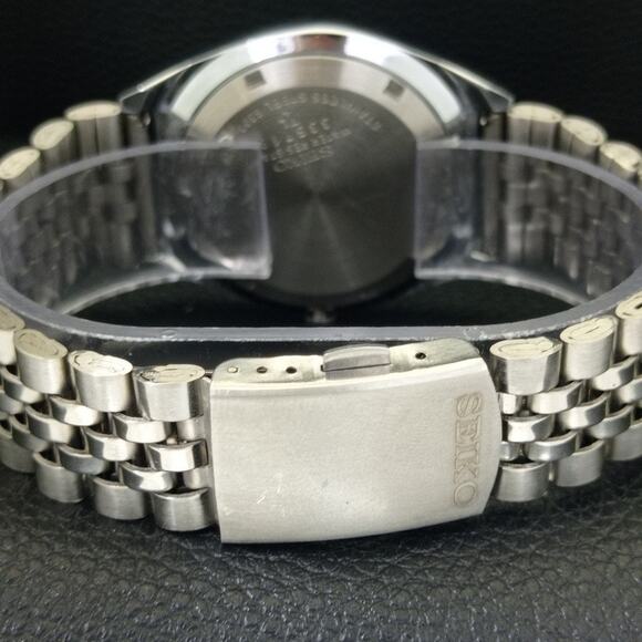 Vintage 1980 Seiko Automatic Mens Silver Watch W/daydate & Arabic accents - Picture 2 of 10